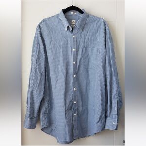 Peter Millar NanoLuxe Button Down Blue Gingham Men's Shirt 100% Cotton XL Preppy